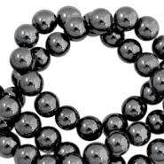 Perlen H&auml;matit rund 6mm Anthracite grey