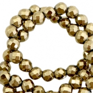 Perlen H&auml;matit  rund 6mm Facett geschliffen Antique gold