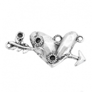 Anhänger Metall TQ Zwischenstück Herz mit Pfeil Antique silber