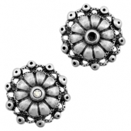 Anhänger Metall TQ Blume mit Fassung fur SS24 Swarovski Antique silber