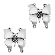 Anhänger Metall TQ Zwischenstück Schmetterling mit Fassungen Antique silber