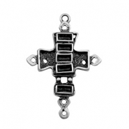 Anh&auml;nger Metall TQ Zwischenst&uuml;ck Kreuz mit Fassungen Antique silber