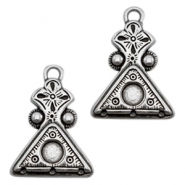 Anh&auml;nger Metall TQ Dreieck mit Fassung und 3 &Ouml;se Antique silber