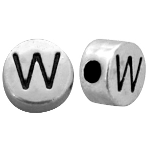 Perlen Metall Look Buchstaben W Antik silber