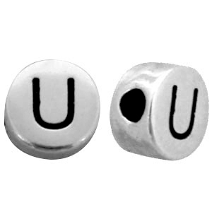 Perlen Metall Look Buchstaben U Antik silber