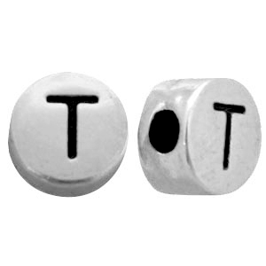 Perlen Metall Look Buchstaben T Antik silber