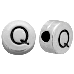 Perlen Metall Look Buchstaben Q Antik silber