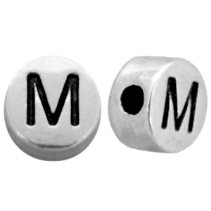 Perlen Metall Look Buchstaben M Antik silber