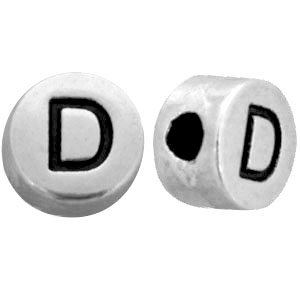 Perlen Metall Look Buchstaben D Antik silber