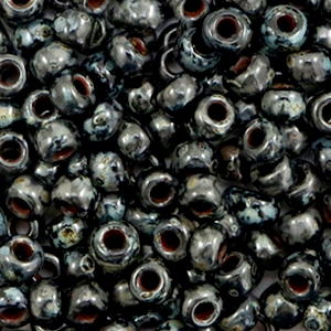 Miyuki 6/0 Rocailles Opaque picasso black 6-4511