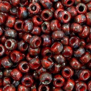 Miyuki 6/0 Rocailles Opaque picasso red 6-4513