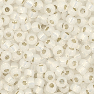 Miyuki 8/0 Rocailles Gilt lined opal white 8-551