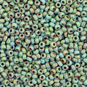 Miyuki 11/0 Rocailles Opaque picasso turquoise blue 11-4514