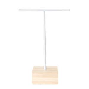 Schmuck Display T-Form Ohrringe mit Holz St&auml;nder Weiss-Holz