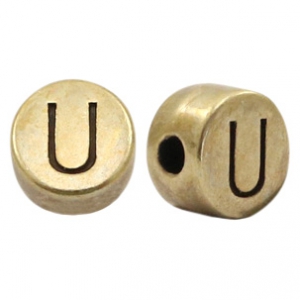 Perle Buchstabe Metall DQ U Antik bronze (nickelfrei)