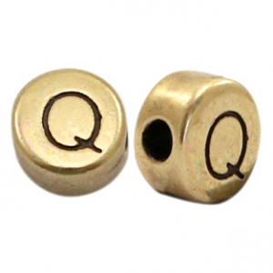 Perle Buchstabe Metall DQ Q Antik bronze (nickelfrei)