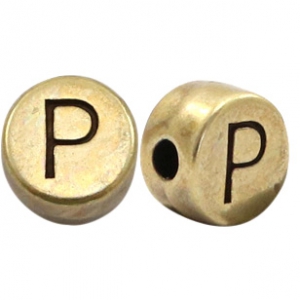 Perle Buchstabe Metall DQ P Antik bronze (nickelfrei)