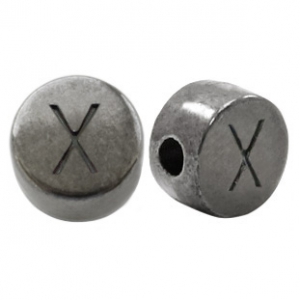Perle Buchstabe Metall DQ X Silber anthrazit (nickelfrei)