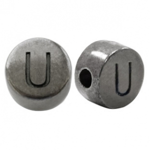 Perle Buchstabe Metall DQ U Silber anthrazit (nickelfrei)