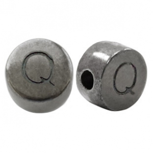 Perle Buchstabe Metall DQ Q Silber anthrazit (nickelfrei)