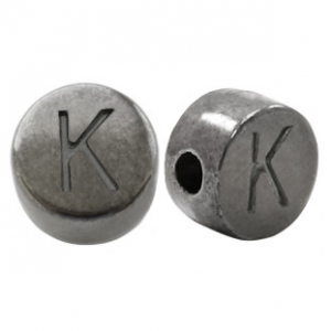Perle Buchstabe Metall DQ K Silber anthrazit (nickelfrei)