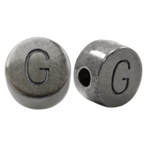 Perle Buchstabe Metall DQ G Silber anthrazit (nickelfrei)