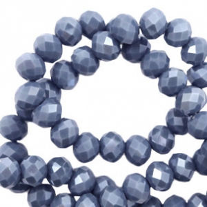 Facetten Top Glas Perlen 6x4mm Rondellen Light denim blue-pearl shine coating