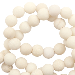Naturstein Perlen Marmor 8mm matt Off-white