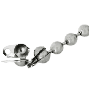 Metall BQ Endkappe f&uuml;r Ballchain 2mm Antik silber