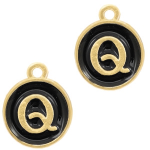 Anh&auml;nger Metall Basic quality Buchstaben Q Gold(etwas mehr rosa)-schwarz