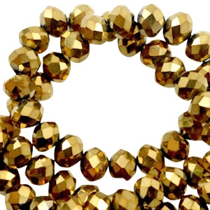 Facetten Top Glas Perlen 3x2mm Rondellen Gold metallic