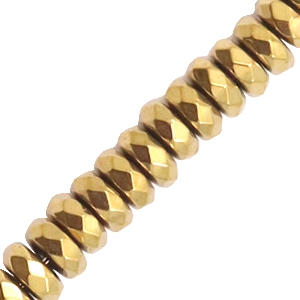 Perlen aus H&auml;matit Facett Disc Gold