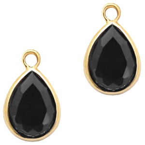 Anh&auml;nger aus Kristallglas tropfenform 11x7mm Jet black-gold