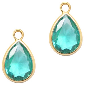 Anh&auml;nger aus Kristallglas tropfenform 11x8mm Emerald blue zircon crystal-gold