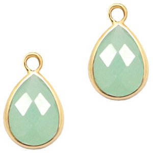 Anh&auml;nger aus Kristallglas tropfenform 11x7mm Green opal-gold