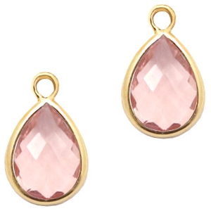 Anh&auml;nger aus Kristallglas tropfenform 11x7mm Vintage pink crystal-gold