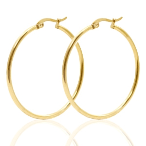 Stainless Steel - Rostfrei Stahl Ohrringe Creolen 40mm Gold
