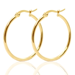 Stainless Steel - Rostfrei Stahl Ohrringe Creolen 30mm Gold