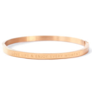 Stainless Steel - Rostfrei Stahl Armb&auml;nder "LOVE LIFE AND ENJOY EVERY MOMENT" Rosegold