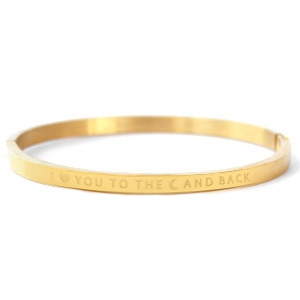 Stainless Steel - Rostfrei Stahl Armb&auml;nder "I LOVE YOU TO THE MOON AND BACK" Gold