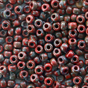 Miyuki 8/0 Rocailles Opaque picasso red 8-4513