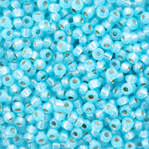 Miyuki 11/0 Rocailles Silverlined alabaster dyed aqua blue 11-647