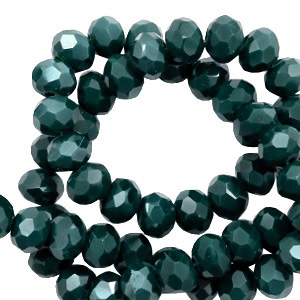 Facetten Top Glas Perlen 3x2 mm Rondellen Deep green-pearl shine coating