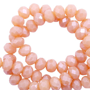 Facetten Top Glas Perlen 4x3mm Rondellen Beige rose opal-pearl shine coating