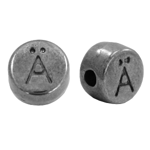 Perle Buchstabe Metall DQ &Auml; Silber anthrazit (Nickelfrei)