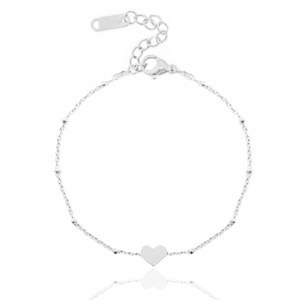 Stainless Steel - Rostfrei Stahl Armb&auml;nder Ketten Herz &hearts; Silber