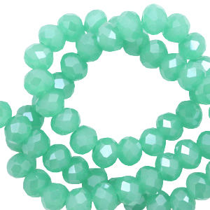 Facetten Top Glas Perlen 4x3mm Rondellen Light emerald green-pearl shine coating
