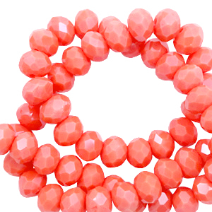 Facetten Top Glas Perlen 3x4mm Rondellen Coral red-pearl shine coating
