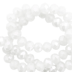 Facetten Top Glas Perlen 6x4mm Rondellen White-pearl shine coating