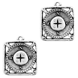 Anh&auml;nger Metall DQ Kompass Antik silber (Nickelfrei)